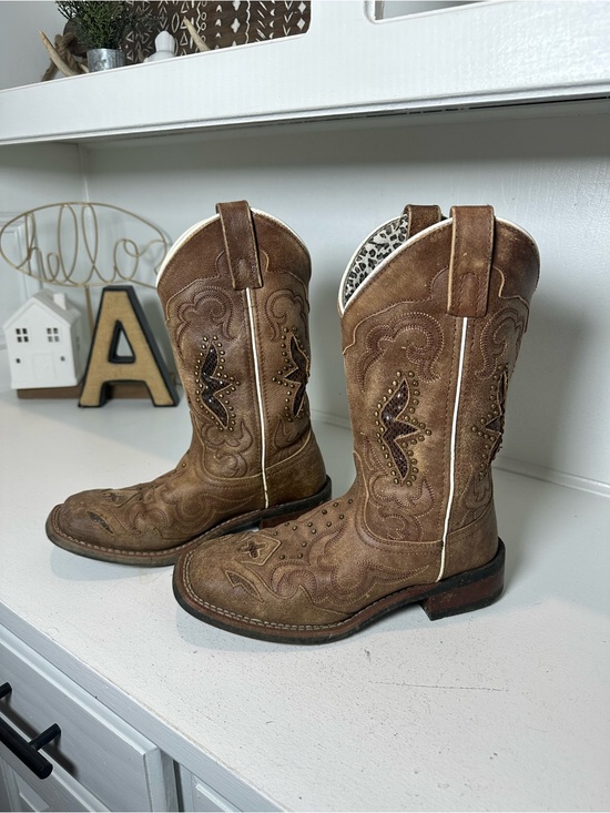 Laredo Shoes - Laredo Women’s Cowboy Boots Size 7M – Brown Suede Western Leopard Studded